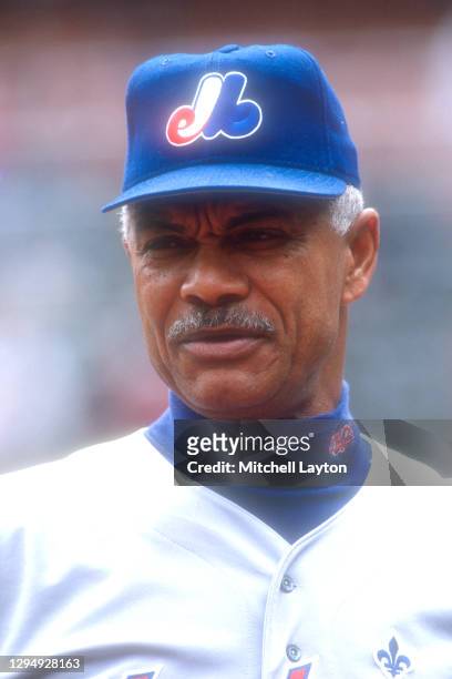 Manager Felipe Alou of the Montreal Expos looks on before a baseball game against the Philadelphia Phillies on August 7, 1994 at Veterans Stadium in...