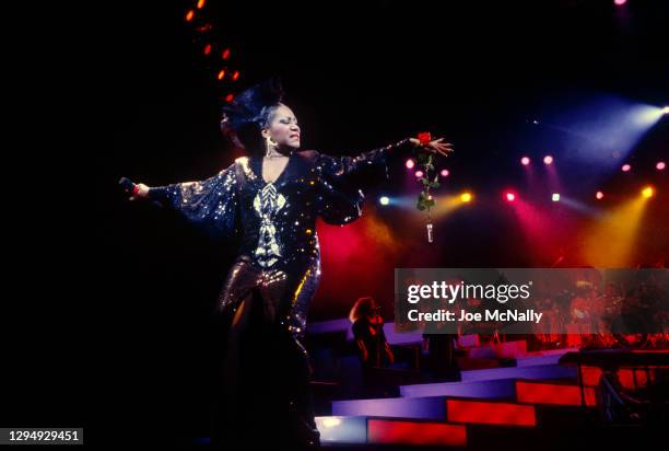 Patti LaBelle performs in January 1982 in Boston, Massachusetts.