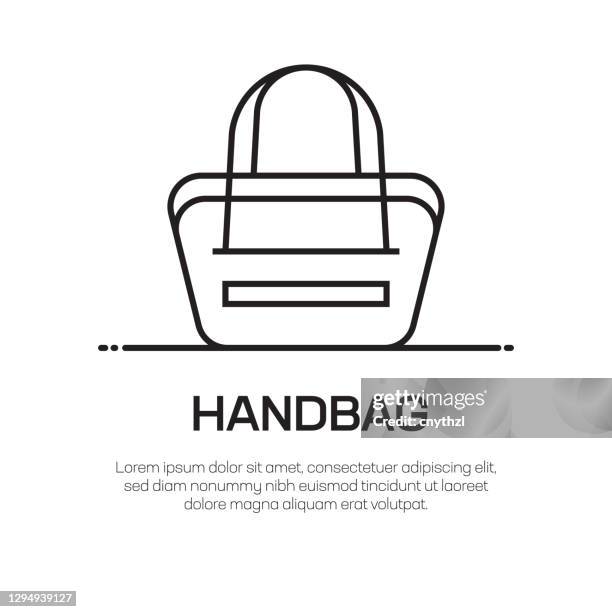 stockillustraties, clipart, cartoons en iconen met pictogram handtas vector line - eenvoudig pictogram voor dunne lijn, designelement van topkwaliteit - designer handbag