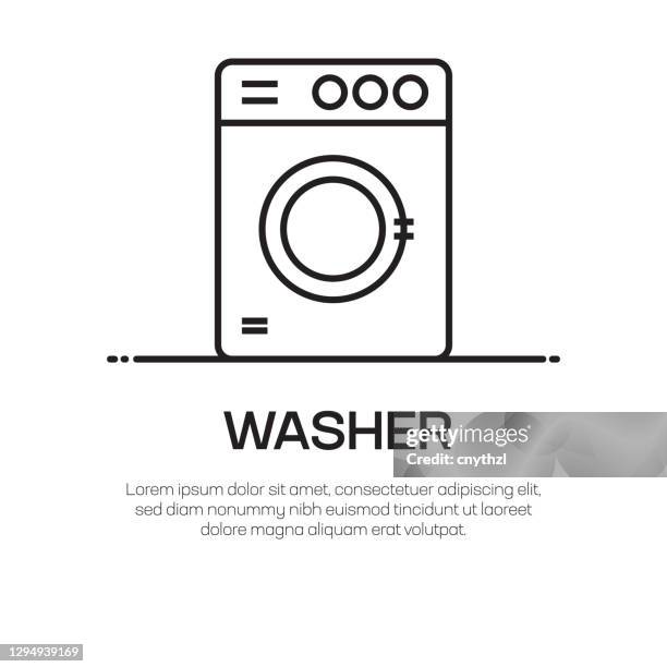 washer vector line icon - simple thin line icon, premium quality design element - empty laundry basket stock illustrations