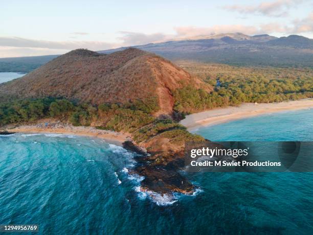 maui hawaii aerial coastline - makena beach stock pictures, royalty-free photos & images