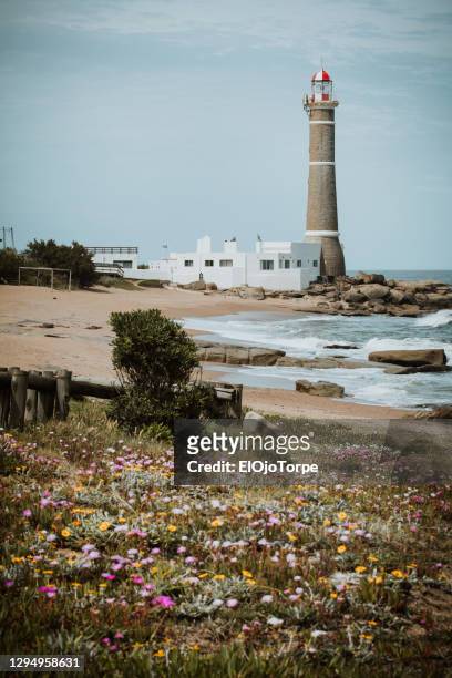 view of lighthouse in jose ignacio, near by punta del este city, maldonado, uruguay - jose ignacio lighthouse stock pictures, royalty-free photos & images