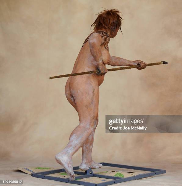 The Neanderthal woman was re-created and built by Dutch artists Andrie and Alfons Kennis. They used replicas of a pelvis and cranial anatomy from...