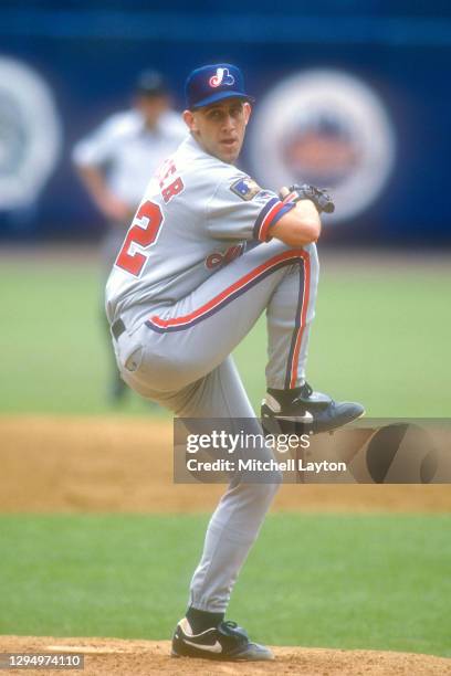 Kirk Rueter of the Montreal Expos pitches during a baseball game against the New York Mets on June 11, 1994 at Shea Stadium in New York City.