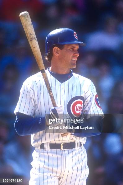 Ryan Sandberg of the Chicago Cubs prepares for a pitch during a... News