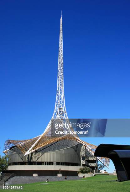 spire of the arts centre melbourne, australia - art gallery exterior stock pictures, royalty-free photos & images