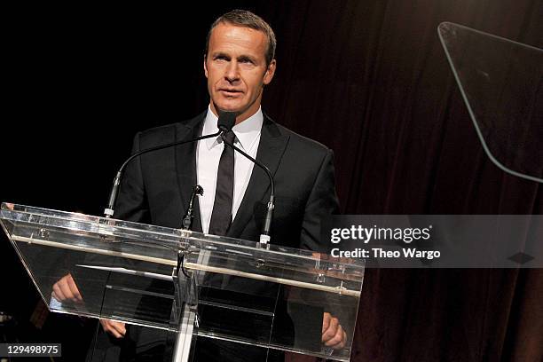 Vladislav Doronin speaks onstage at Gabrielle's Angel Foundation for Cancer Research Hosts Angel Ball 2011 at Cipriani, Wall Street on October 17,...