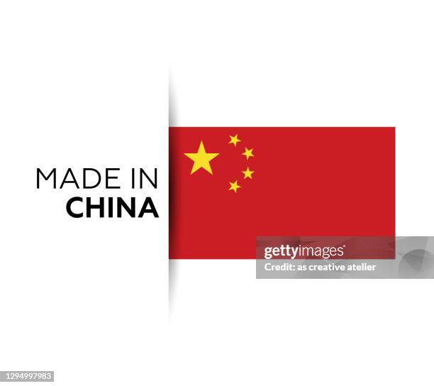 made in the china label, product emblem. white isolated background - made in china tag stock illustrations