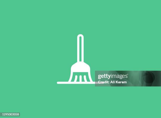 broom line icon - squeegee stock illustrations