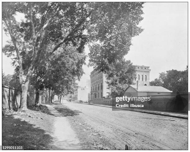 antique photograph: sheffield hall, yale university, new haven, connecticut - yale university stock illustrations