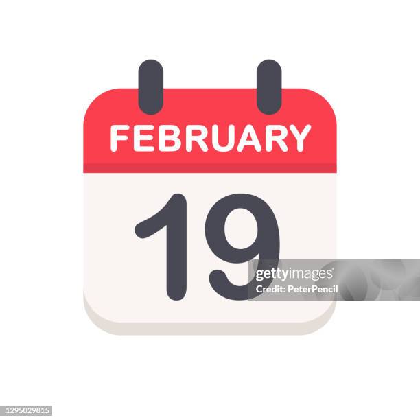 february 19 - calendar icon - number 19 stock illustrations