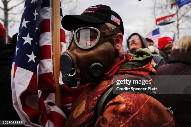 Thousands of Donald Trump supporters storm the United States Capitol building following a "Stop the Steal" rally on January 06, 2021 in Washington,...