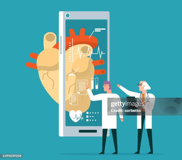 heart - analyzing - checking heart beat stock illustrations
