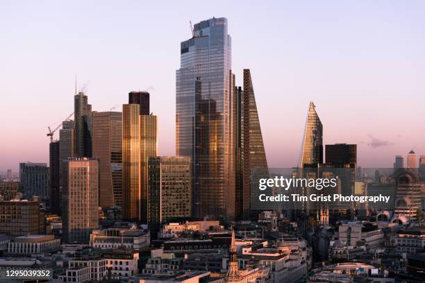 aerial view of the city of london skyline - brexit travel stock pictures, royalty-free photos & images