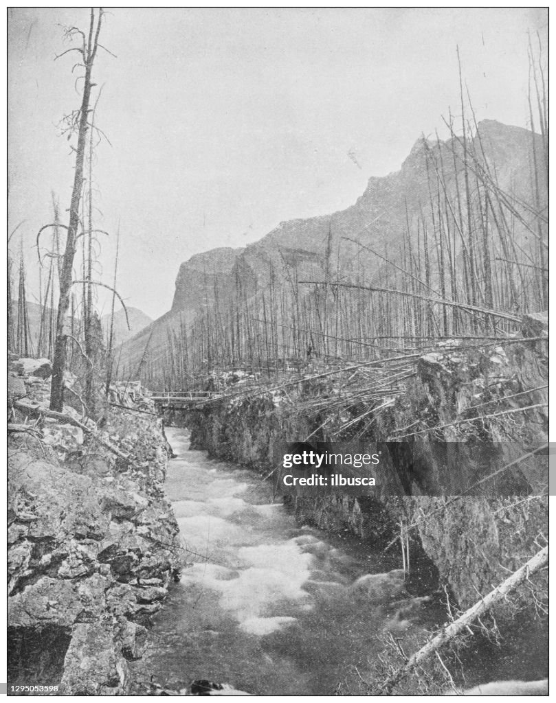 Antique photograph: Devil's Gorge, Banff, Northwest Territories, Canada