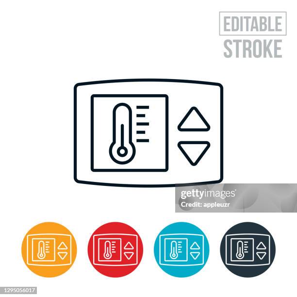 thermostat thin line icon - editable stroke - cold temperature stock illustrations