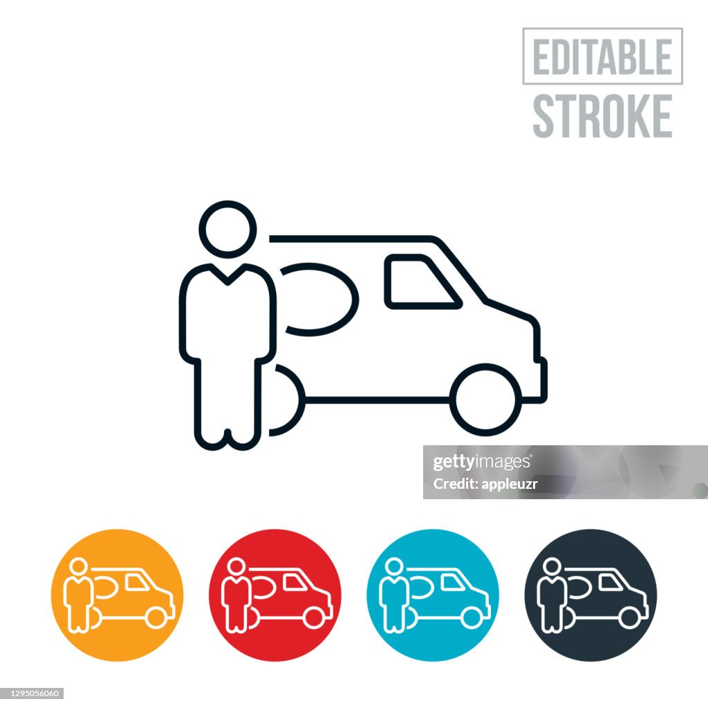 Service Technician Thin Line Icon - Editable Stroke