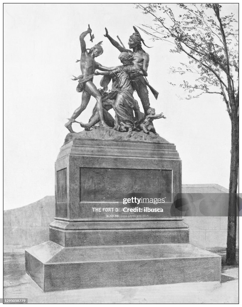 Antique photograph: Fort Dearborn massacre monument