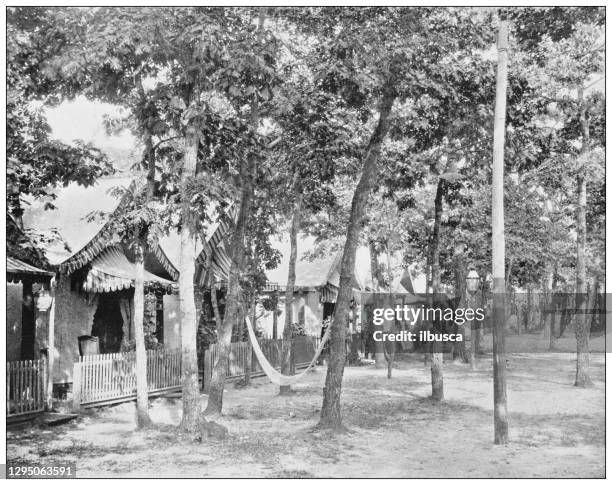 antique photograph: ocean grove, new jersey - hammock stock illustrations