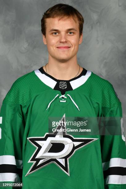 Julius Honka of the Dallas Stars poses for his official headshot for the 2020-2021 season on January 3, 2021 at the Comerica Center in Frisco, Texas.