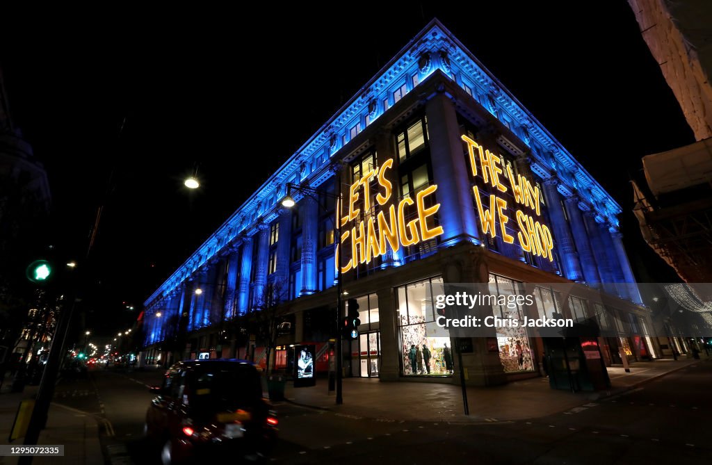 Skyline Of London Lit Up Blue In Support Of The NHS