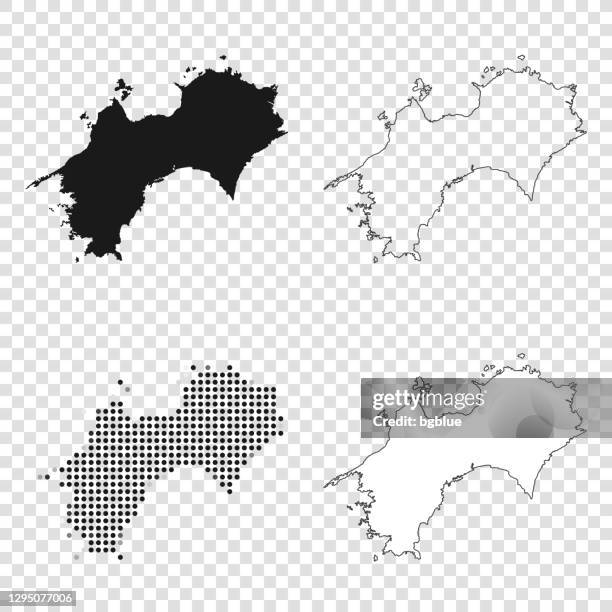 illustrations, cliparts, dessins animés et icônes de cartes shikoku pour la conception - noir, contour, mosaïque et blanc - matsuyama ehime