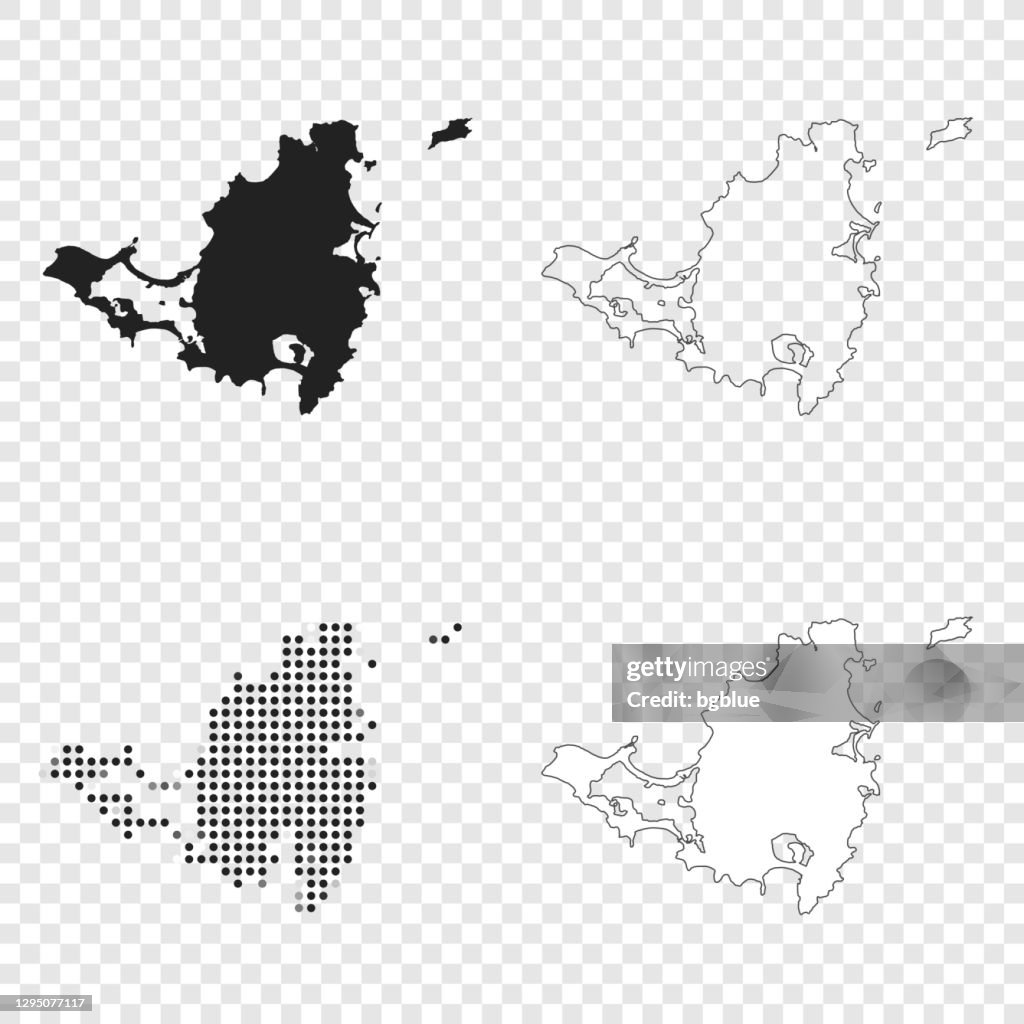 Sint Maarten Island maps for design - Black, outline, mosaic and white