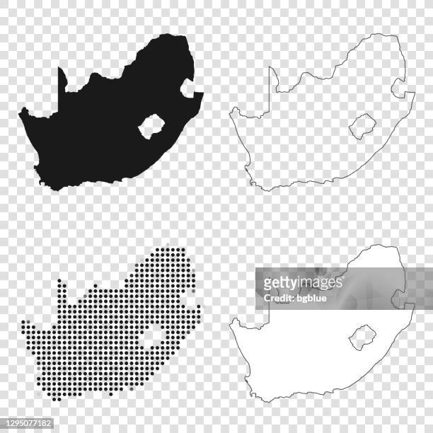 south africa maps for design - black, outline, mosaic and white - south africa stock illustrations