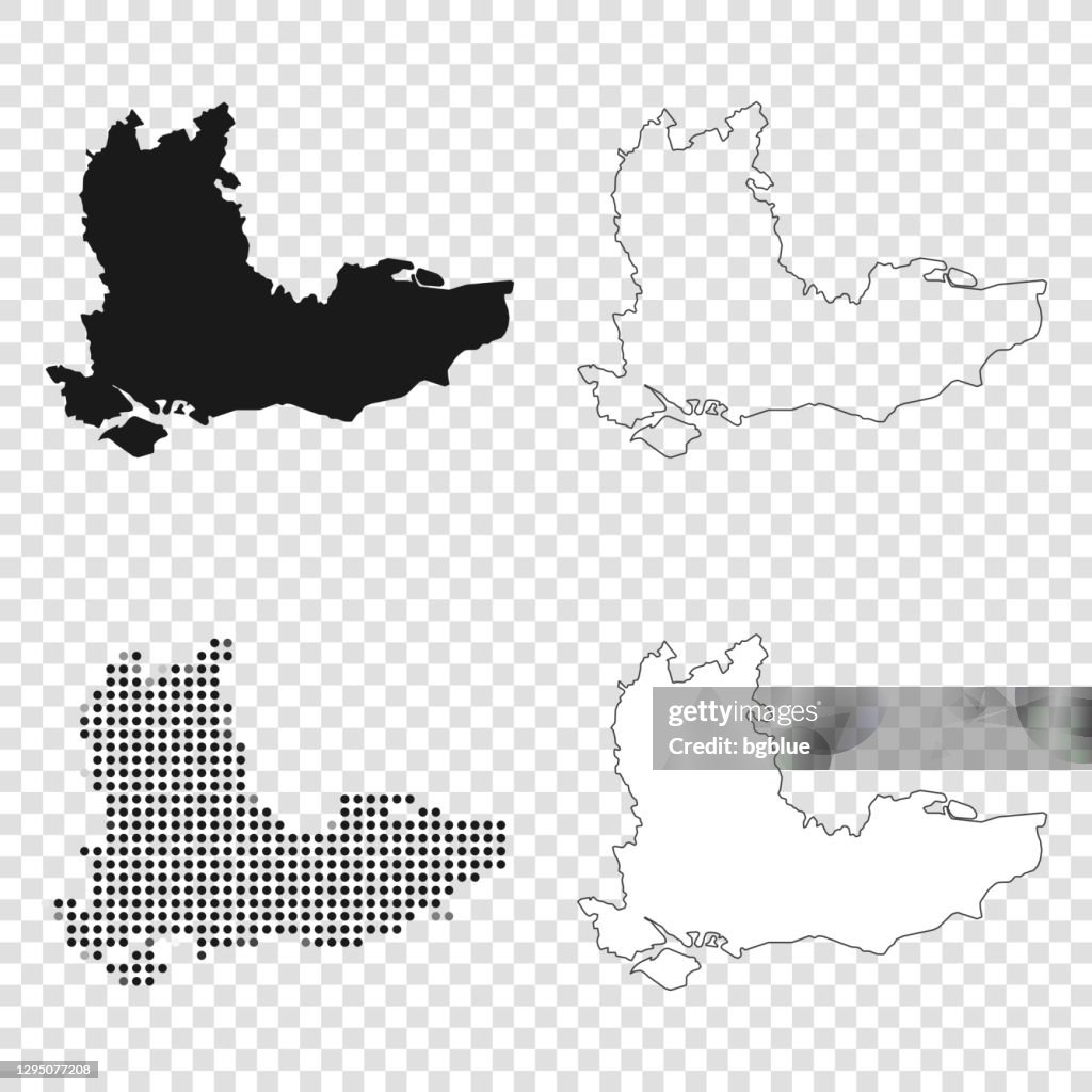 South East Maps For Design Black Outline Mosaic And White High-Res