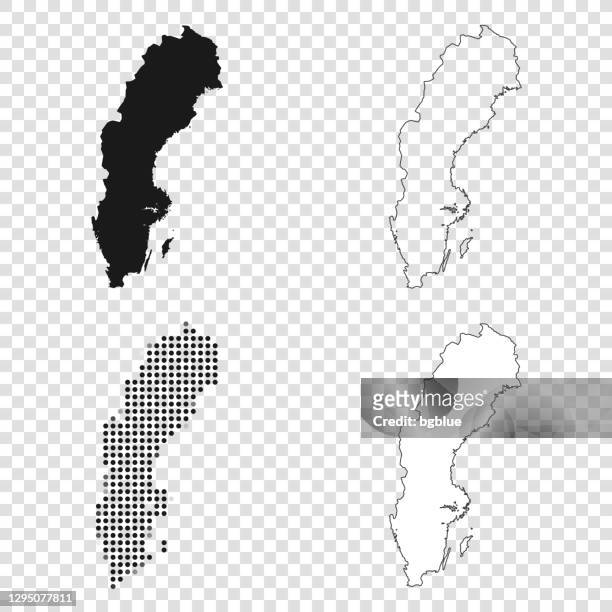 ilustraciones, imágenes clip art, dibujos animados e iconos de stock de mapas de suecia para el diseño - negro, contorno, mosaico y blanco - suécia