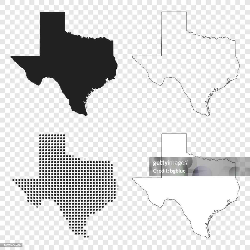Mappe del Texas per il design - Nero, contorno, mosaico e bianco