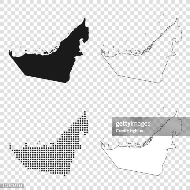 ilustraciones, imágenes clip art, dibujos animados e iconos de stock de mapas de los emiratos arabes unidos para el diseño - negro, contorno, mosaico y blanco - map of the uae