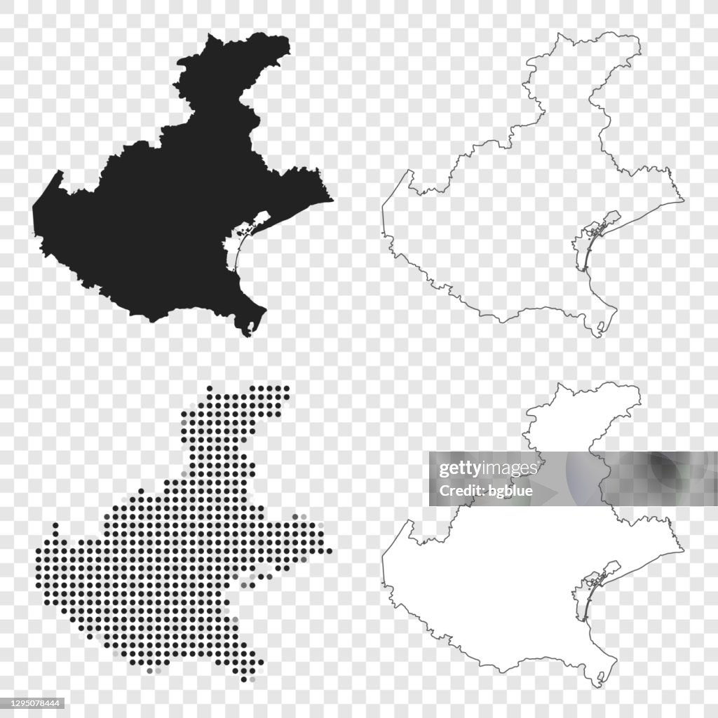 Veneto maps for design - Black, outline, mosaic and white