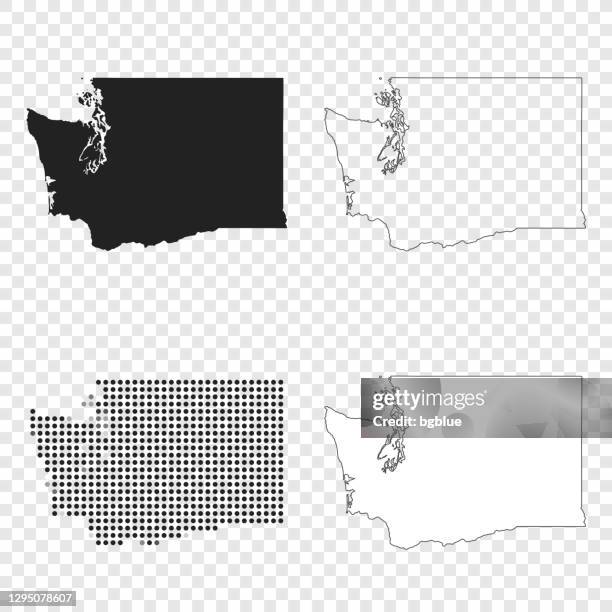 washington maps for design - black, outline, mosaic and white - washington state stock illustrations