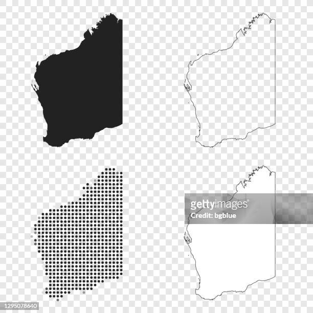 western australia maps for design - black, outline, mosaic and white - western australia border stock illustrations