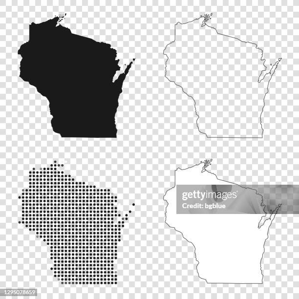 Wisconsin Maps For Design Black Outline Mosaic And White High-Res ...