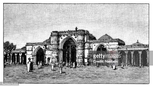 jama masjid (literally friday mosque), also known as jumah mosque, is a mosque in ahmedabad, india built in 1424 during the reign of ahmad shah i by demolishing the bhadrakali temple at that place - ahmedabad jama masjid mosque stock illustrations