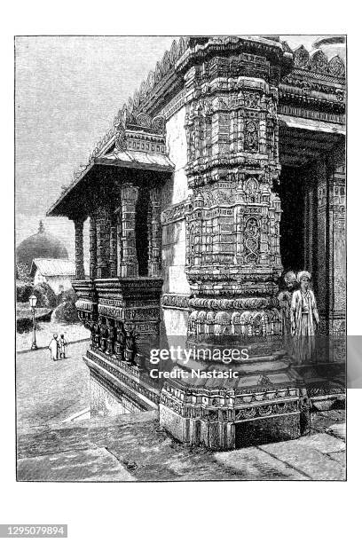 corner pillars of the mosque of rani sipri ki masjid, ahmedabad, gujarat, india - ahmedabad heritage stock illustrations