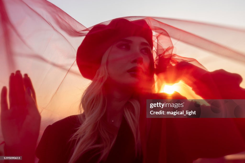 Portrait of a mysterious young woman.