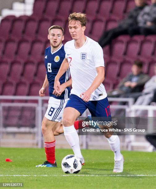 V ENGLAND U21 .TYNECASTLE - EDINBURGH .Kieran Dowell in action for England U21's