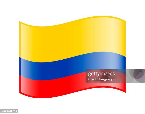 vektor-ikone von kolumbien schwenken flagge auf weißem hintergrund - dm stock-grafiken, -clipart, -cartoons und -symbole