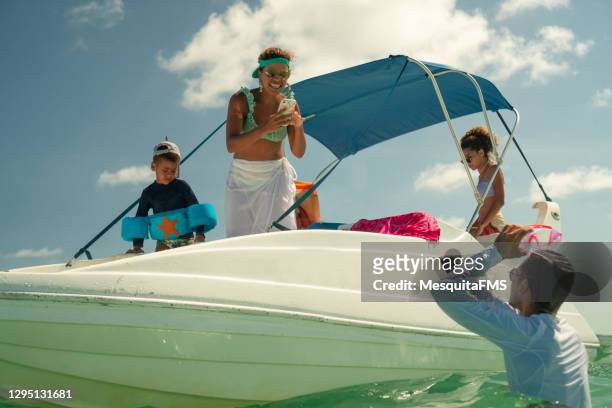 speedboat ride on tropical beach - alagoas stock pictures, royalty-free photos & images