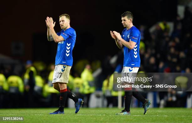 V VILLARREAL.IBROX - GLASGOW .Rangers' Scott Arfield and Jon Flanagan at full-time