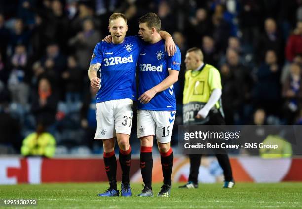 V VILLARREAL.IBROX - GLASGOW .Rangers' Scott Arfield and Jon Flanagan at full-time