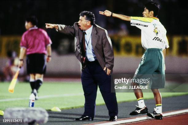 Head coach Nicolae Zamfir of JEF United Ichihara gives instruction during the J.League J1 second stage match between Bellmare Hiratsuka and JEF...