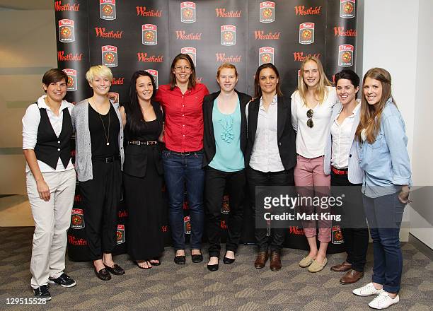 League players pose during the W-League 2011/12 Season Launch at the FFA Offices on October 18, 2011 in Sydney, Australia.