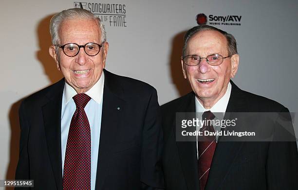 Producer Walter Mirisch and lyricist Hal David attend "Love, Sweet Love", a musical tribute to Hal David, at the Mark Taper Forum on October 17, 2011...