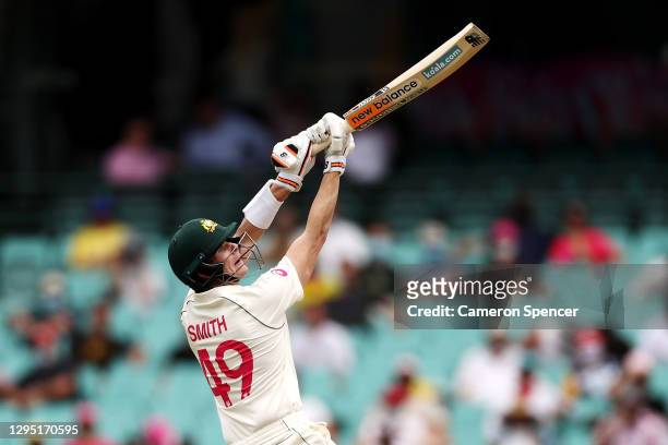 Steve Smith of Australia bats during day two of the Third Test match in the series between Australia and India at Sydney Cricket Ground on January...