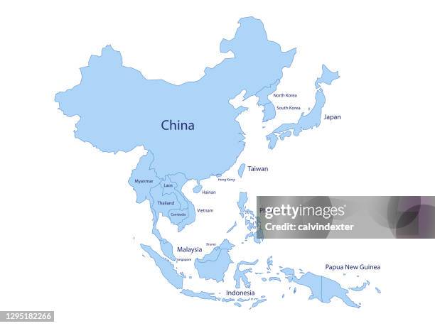 asia map with country names - cambodia map stock illustrations