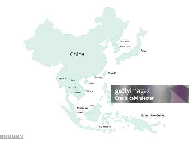 ilustraciones, imágenes clip art, dibujos animados e iconos de stock de mapa de asia con nombres de países - vietnam